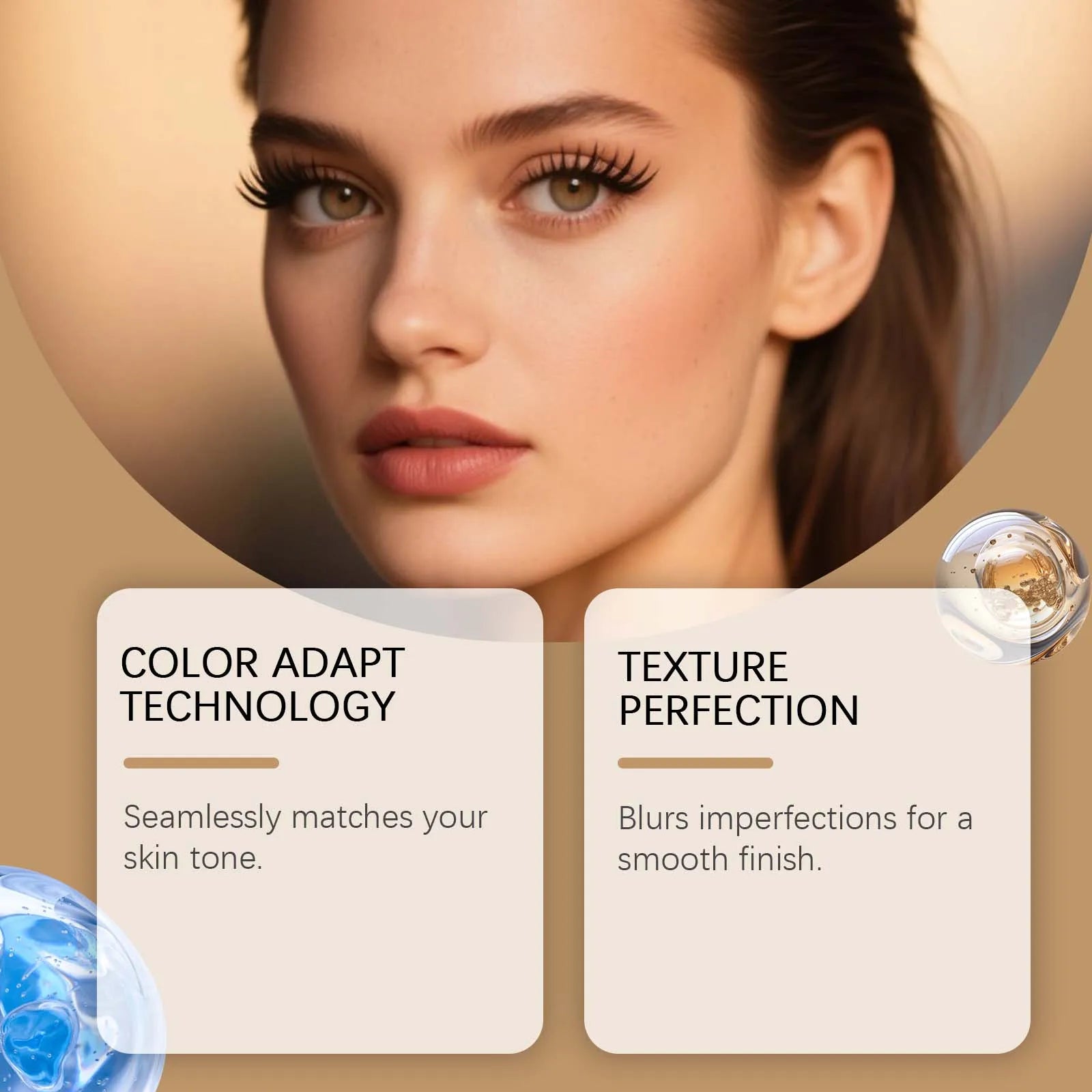 Long-lasting Waterproof 2-in-1 Color-Changing Foundation Moisturizing Non-Cakey Matte Natural Everyday Concealing Foundation Oasis Select