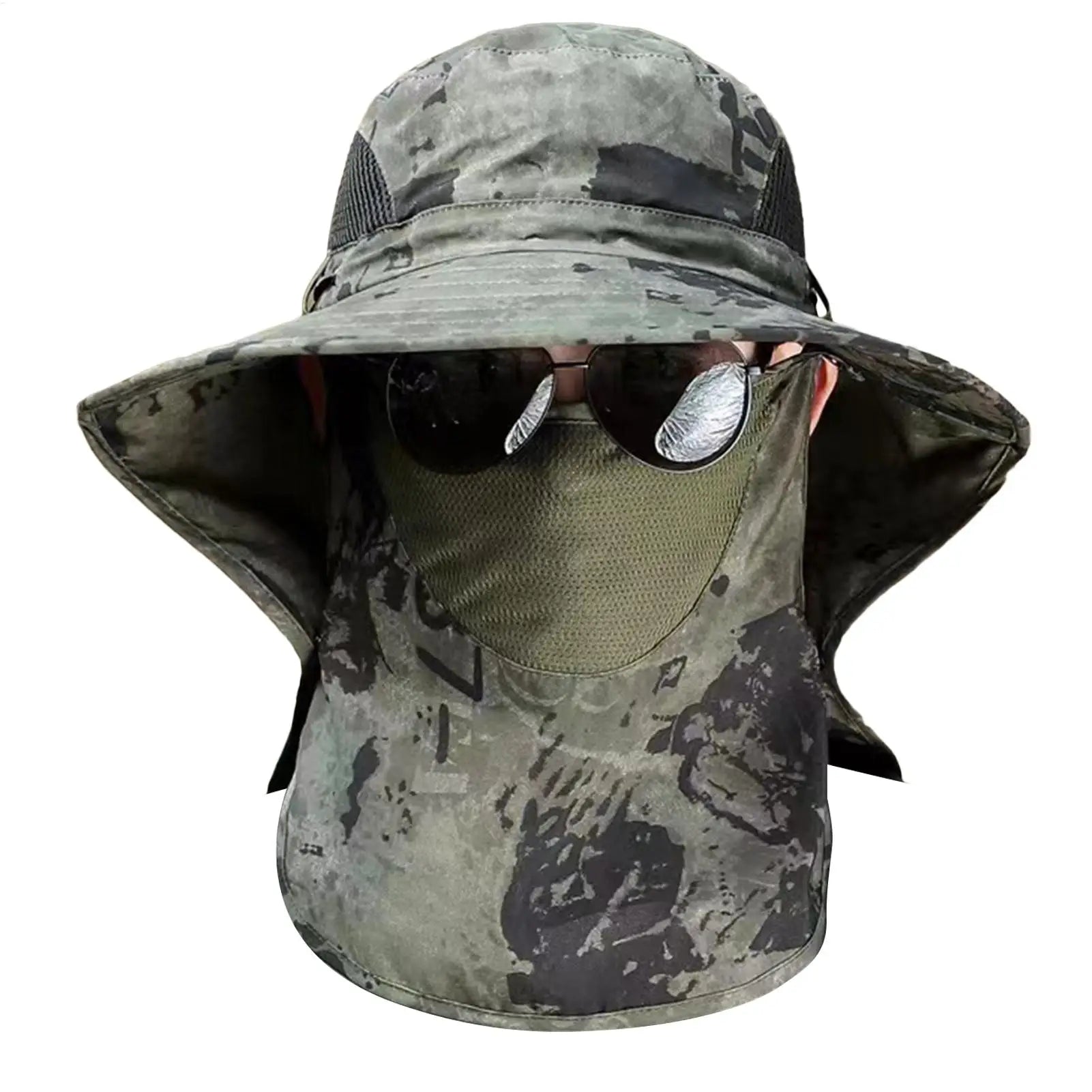 UV Protection Hat Hiking Hat with Face Cover and Neck Flap Detachable UPF50 Cap Breathable Bucket Cap For Fishing Backpacking Oasis Select