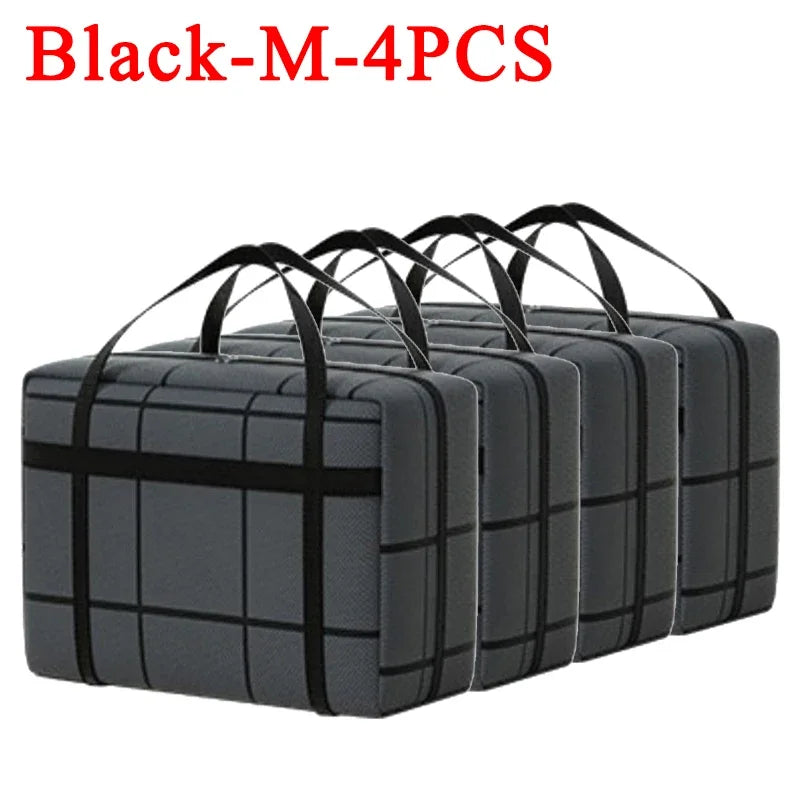 1-4Pcs Large Capacity Clothes Quilt Storage Bag Thickened Moving Storage Bag Portable Handheld Dustproof Luggage Bag Oasis Select Black-M-4PCS