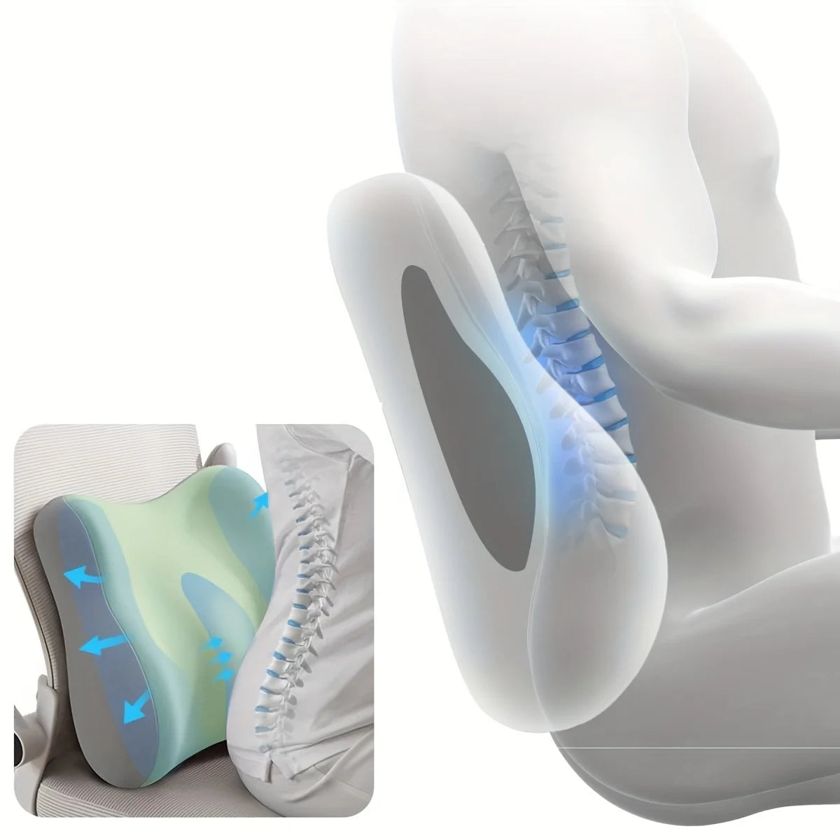 Memory Foam Car Seat Cushion Lumbar Support Pillow Soft Elastic Office Chair Pad Seat Cushion Suit for Desk Office Use Oasis Select