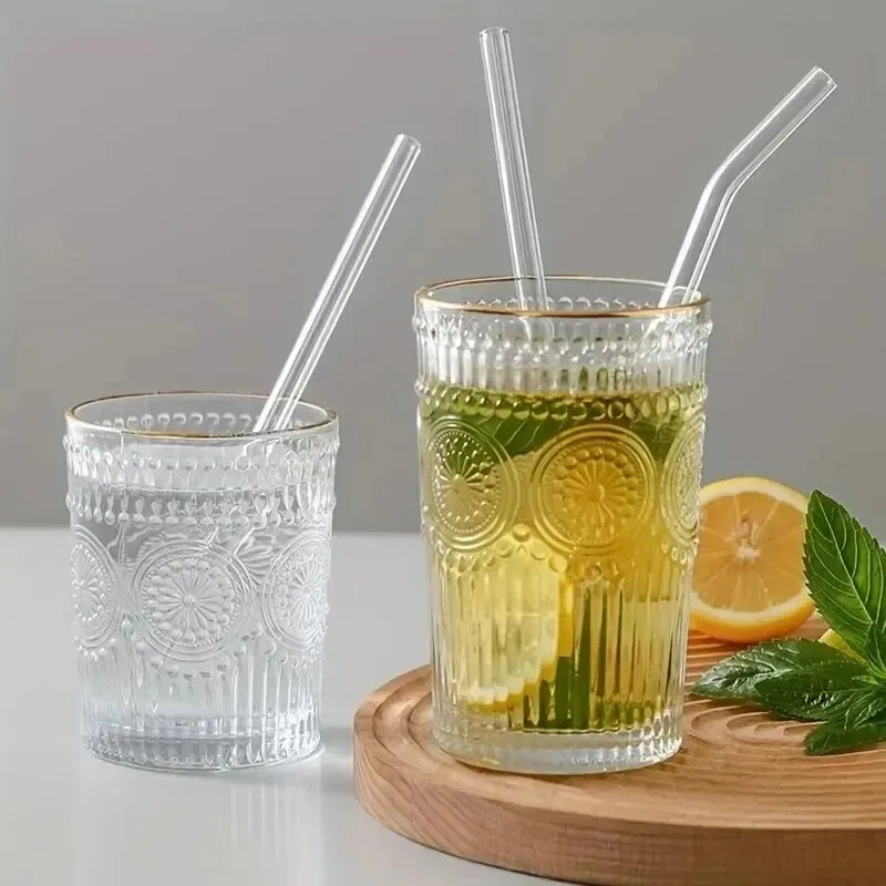 Reusable Heat Resistant Glass Straws Set of 4 + Brush Glass Drinking Straws Oasis Select