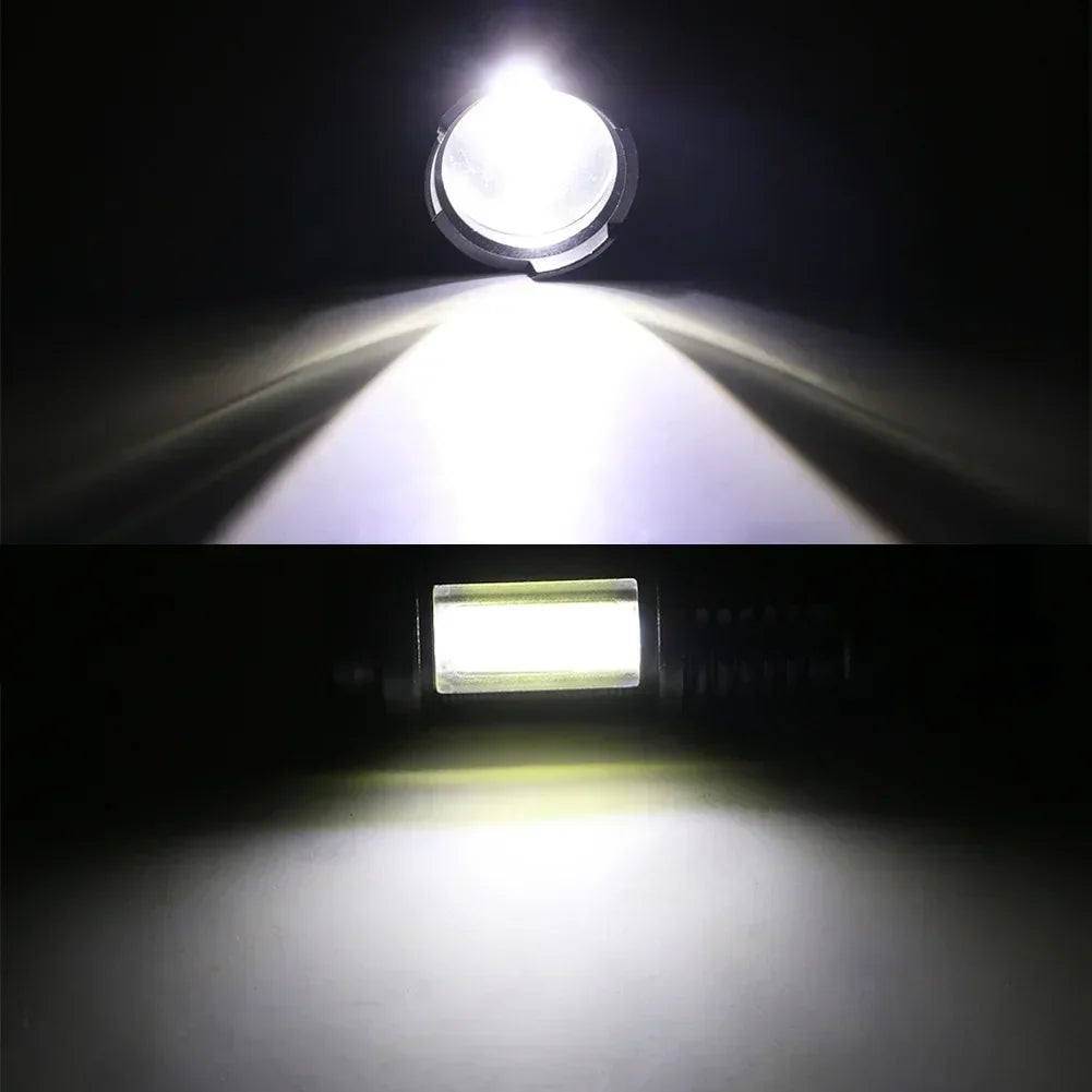Mini Portable COB Lamp Bead LED Flashlight Use Rechargeable Double Light Source Emergency Flashlight for Hiking Camping Fishing Oasis Select