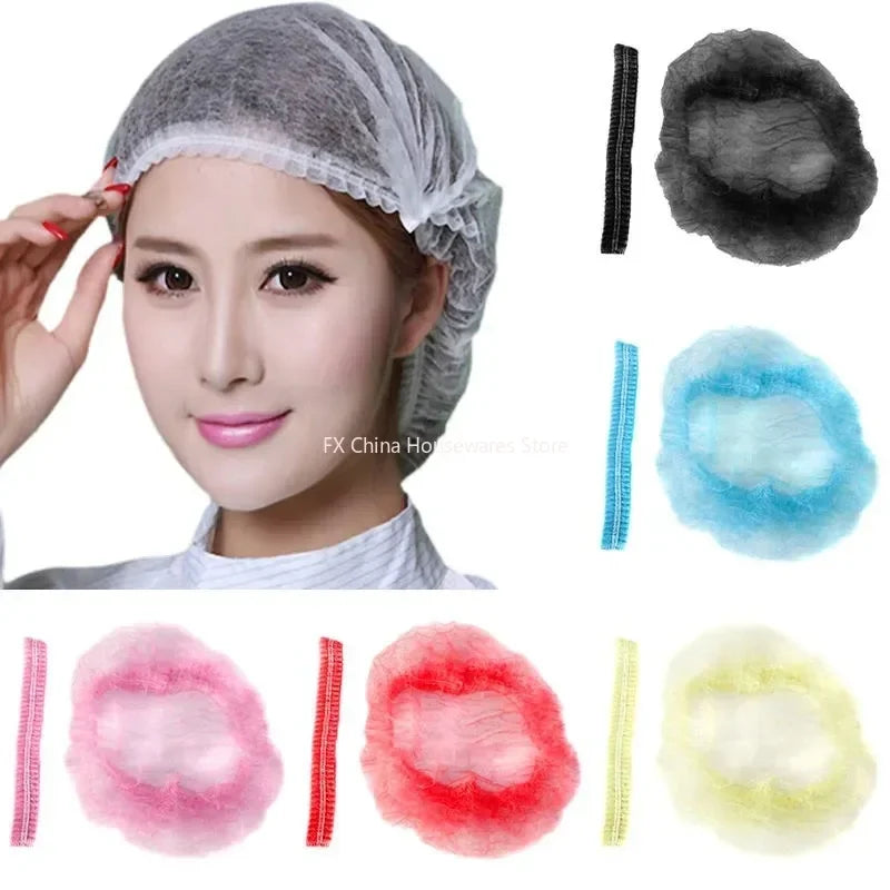 100pcs/Pack Disposable Bathing Cap Hair Head Covers Net Bouffant Dustproof Anti Dust Caps Breathable Shower Bathing Hats Kitchen Oasis Select