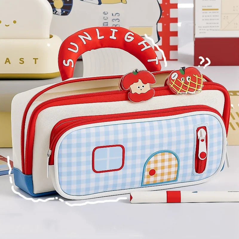 Handheld Dopamine House Pencil Bag Large Capacity Cosmetics Storage Stationery Storage Bag Creative Portable Pen Pencil Case Oasis Select