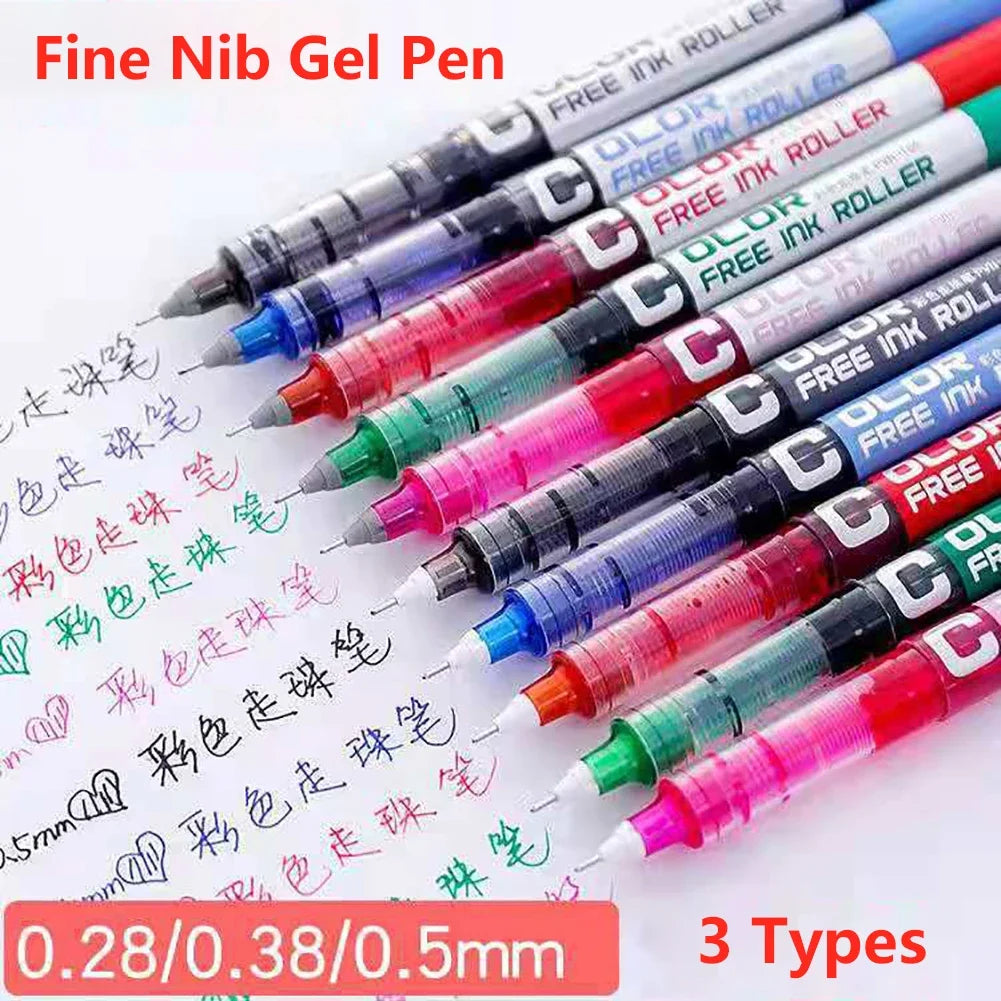 Fine Nib Gel Pen Student School Office Stationery 0.28mm/0.38m/0.5mm Fine Nib Gel Pen Big Ink Capacity Ballpoint Pen Drawing Pen Oasis Select
