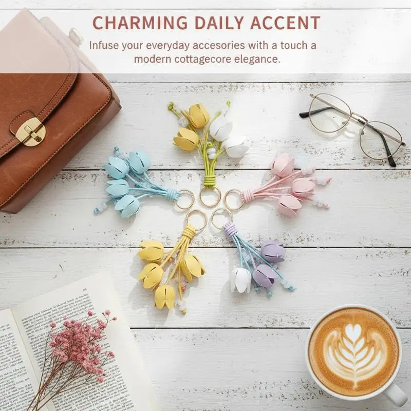 Tulip Flower Bag Charm – Floral Pendant for Handbag & Keychain Bag Charm Pendant Oasis Select