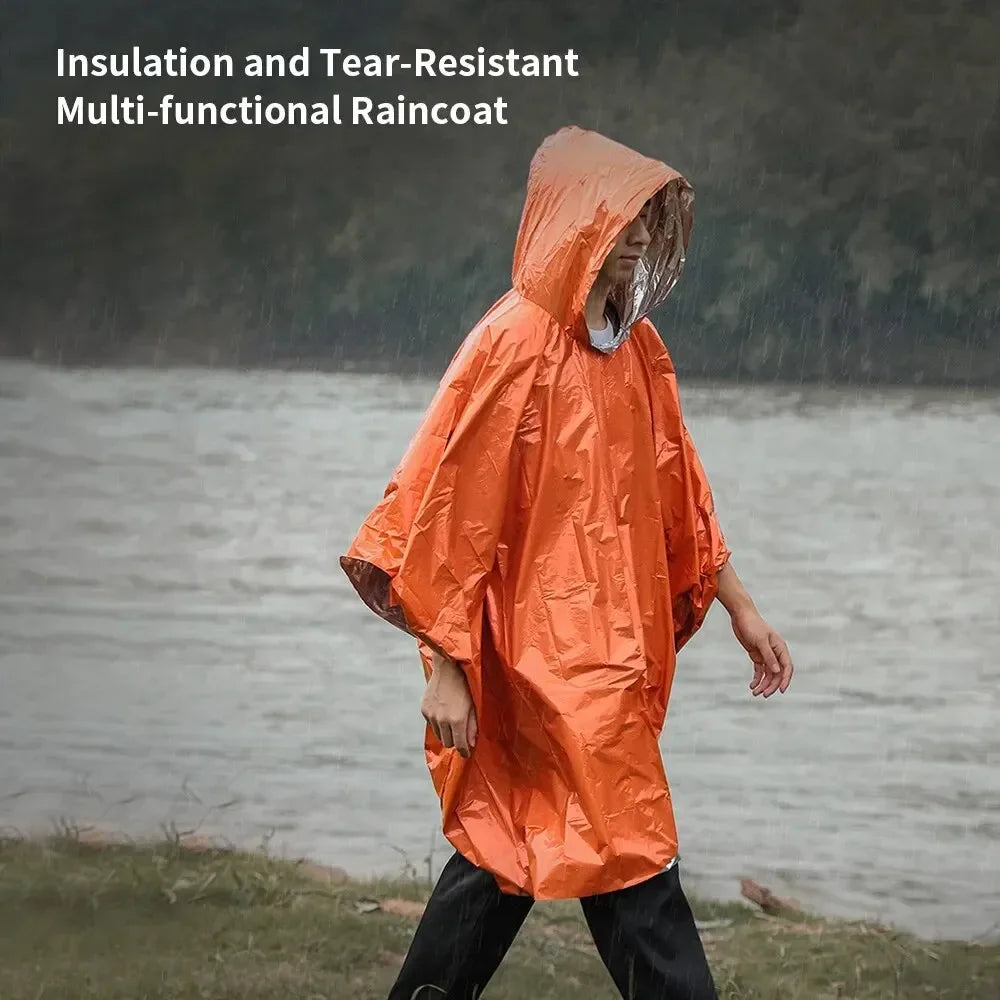 Emergency Raincoat Poncho Waterproof Rainwear Blanket Survival Camping Equipment Cold Insulation Rainwear Camping Equipment Oasis Select