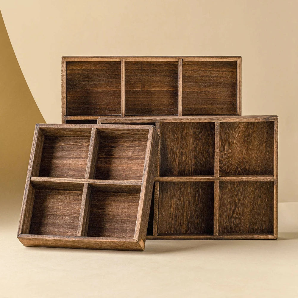 Wood Multi-Compartment Serving Tray | Nuts Fruit Snack Platter