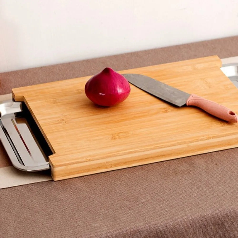 Beech Wood Cutting Board with Drawers | Non-Slip & Eco-Friendly