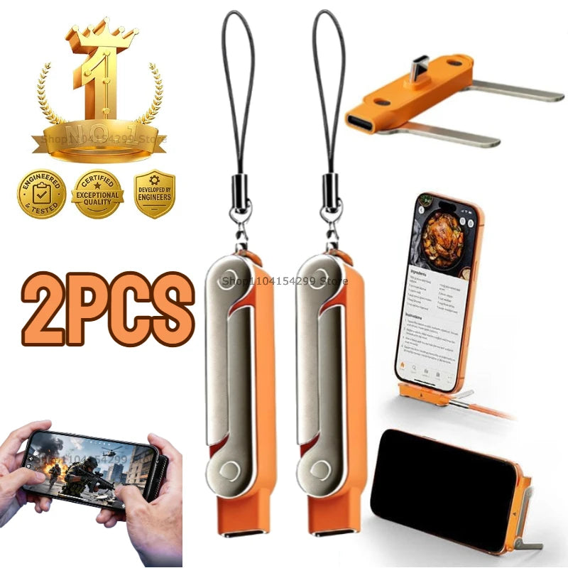 USB Type C Flat Charger Charging Cable C Kick Cable Stand with Invisible Support Foldable Phone Holder 240W Charge Wire Bracket Oasis Select Orange-2PCS