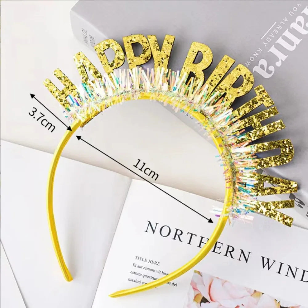 Glitter Happy Birthday Sequin Headband – Party Hair Accessory