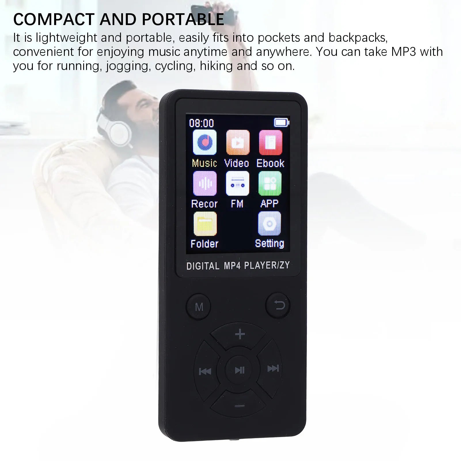 MP43 Player Wireless Hi Fi Sound 5 Hours Playback Electronic Book Reader 1.8 Inch Screen Music Player Bluetooth 5.0 for Running Oasis Select