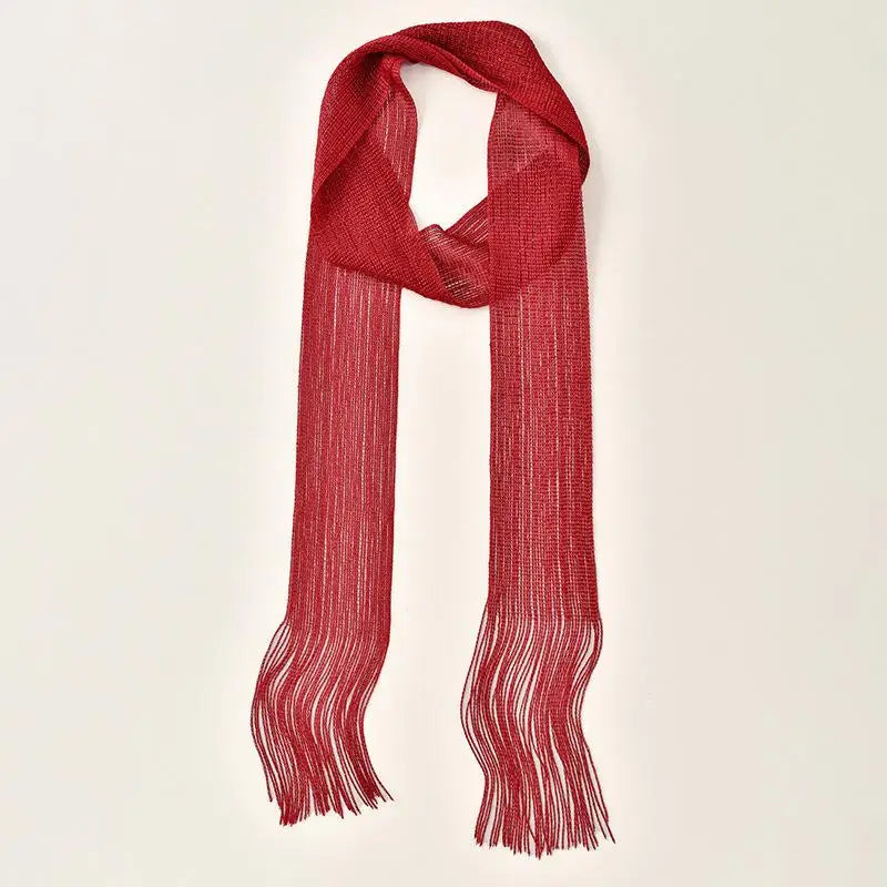 Striped Silk Scarf Women Lightweight Breathable Fashion Neck Head Scarf Daily Office Travel Beach Accessory Office Daily Wear Oasis Select Red