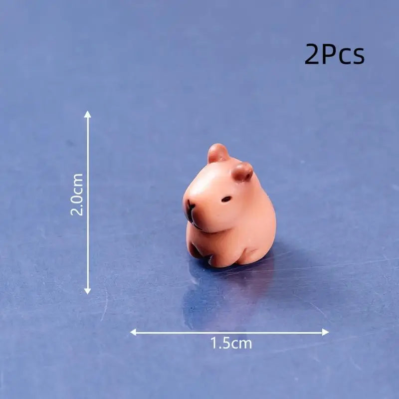 Charming Mini Capybara Resin Figurines (2Pcs), Animal Ornaments for DIY Fairy Garden, Moss Landscape Decor Oasis Select A4