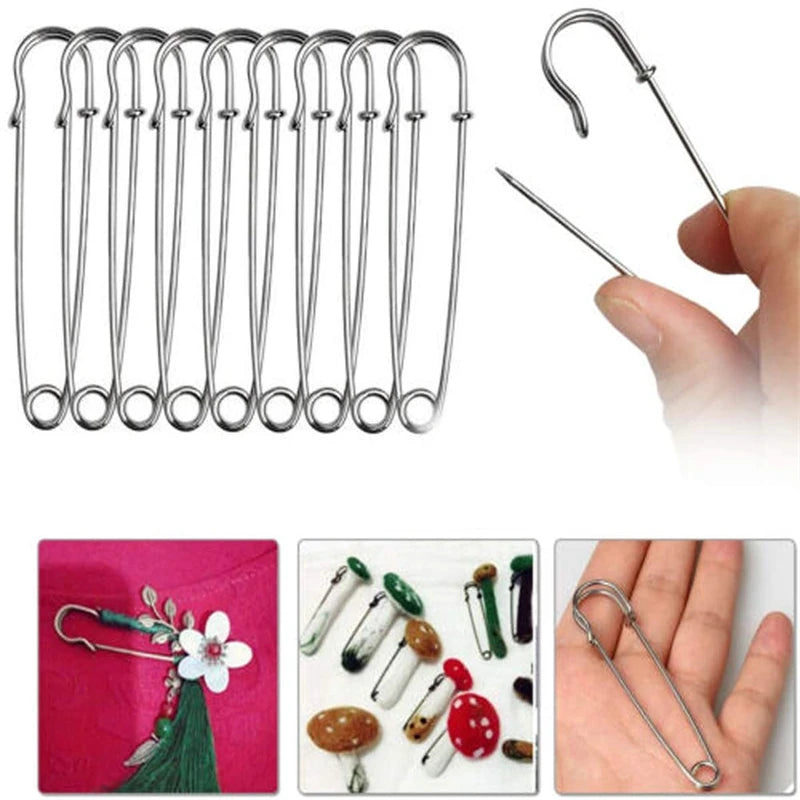 20pcs 38/45/75/80/100mm Large Safety Pins Brooch Base Hook for For DIY Lock Jewelry Craft Making Accessories Supplies Materials Oasis Select