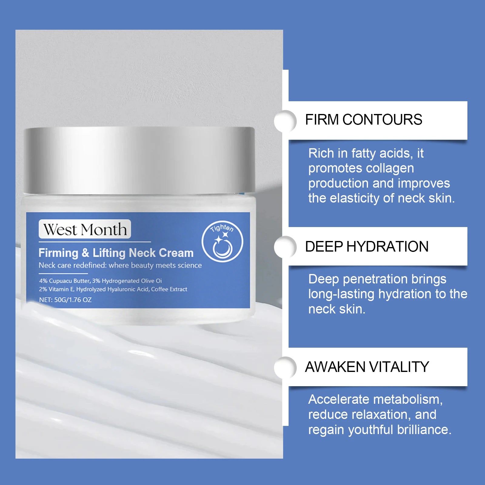 Collagen Neck Cream Eliminates Neck Wrinkles Brightens and Whitens the Skin Enhances Double Chin Rejuvenation and Skincare Oasis Select