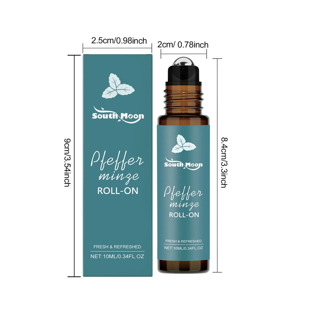 Peppermint Roller Essential Oils Portable Refreshing Fragrance Natural Comfort Massage Body Oils Roll On Relaxing Gift Women Men Oasis Select 10ml Boxed 10ml