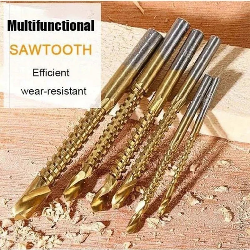 6Pcs Cobalt Drill Bit Set Hole Saw Grooving Set Woodworking Sawtooth Drill Slotted Drill Oasis Select