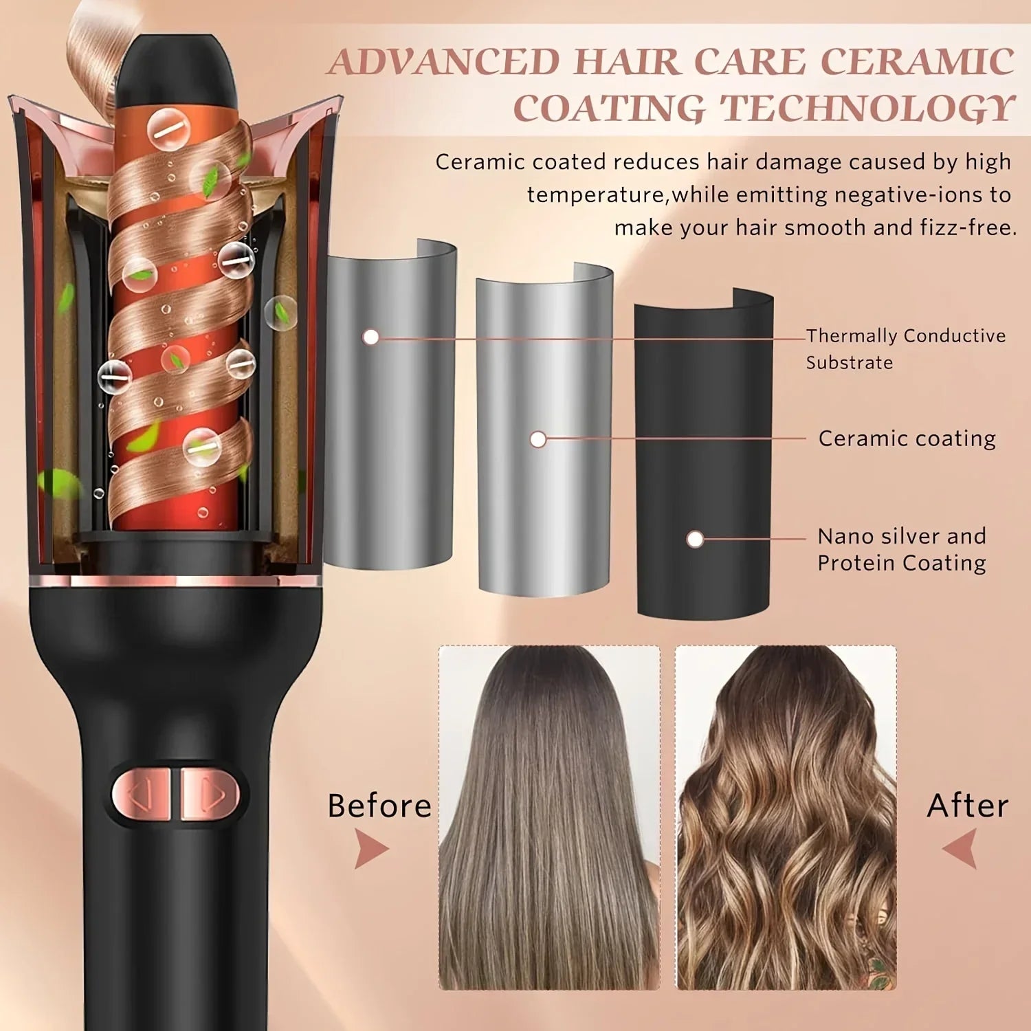 URGGU Ceramic Auto-Rotating Air Curling Iron 22mm | Styler