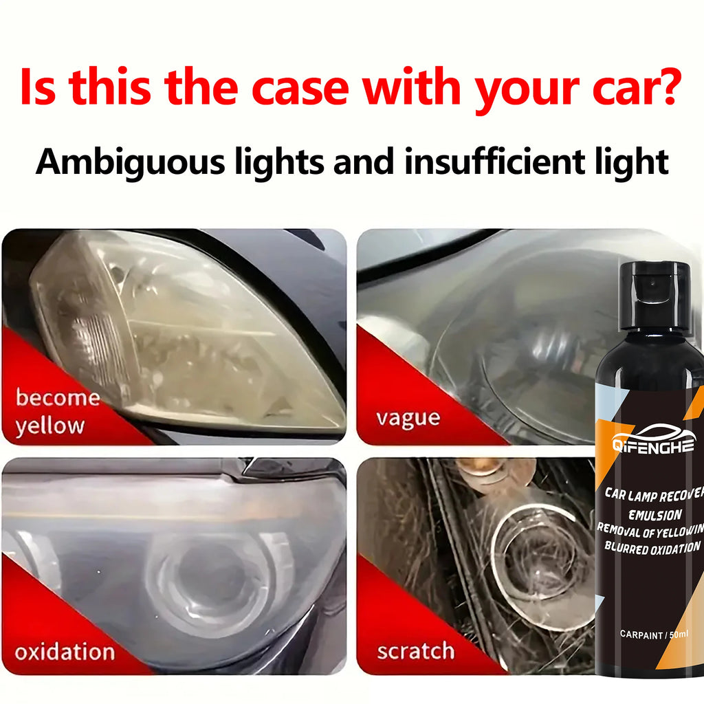 Car Headlight Restoration Liquid & Wax – Clears Yellowed Lenses