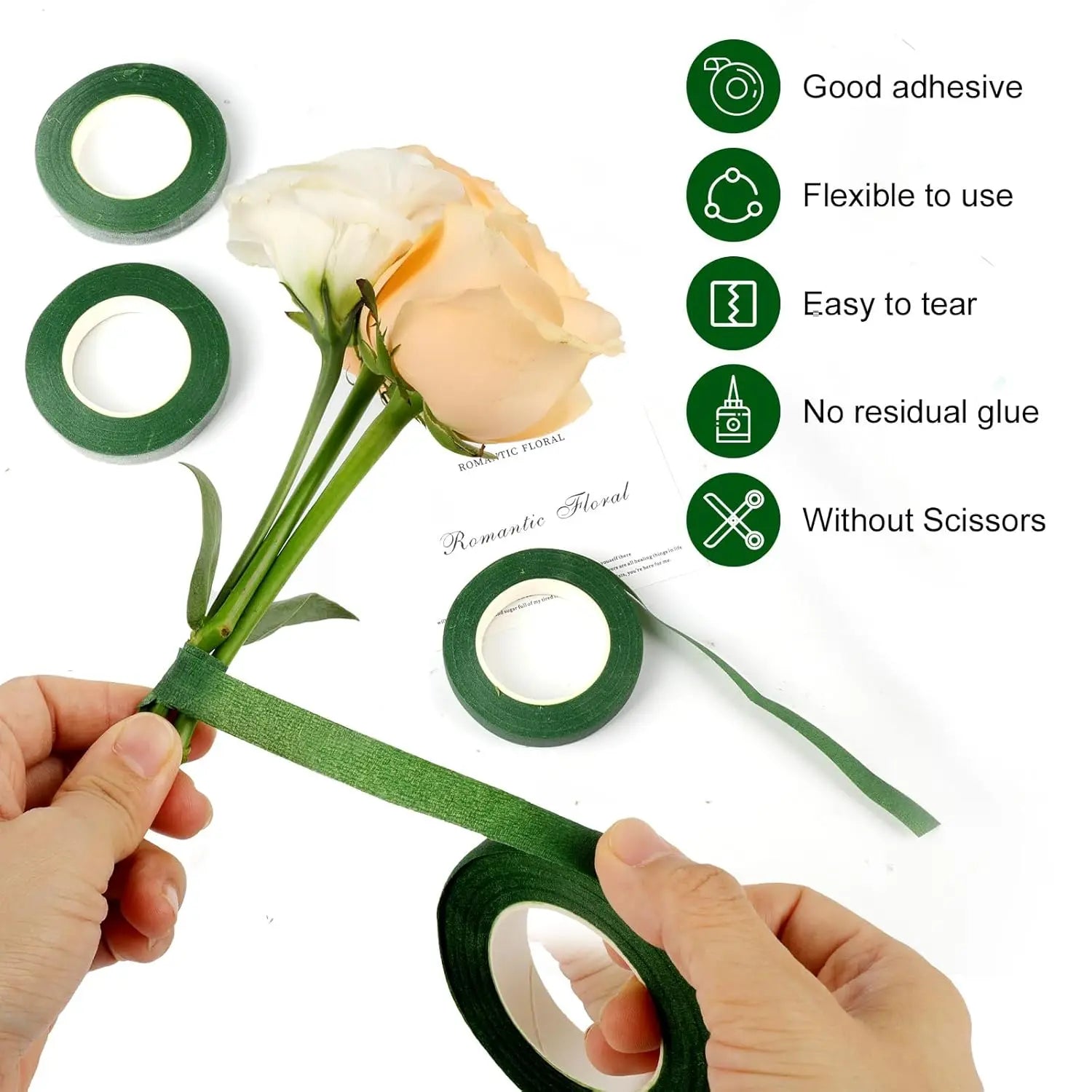 3/6 Rolls Floral Stem Wrap Tape 20 Yards Self-Adhesive Green Tape for Bouquet Making Birthday Wedding Flowers DIY Crafts Oasis Select