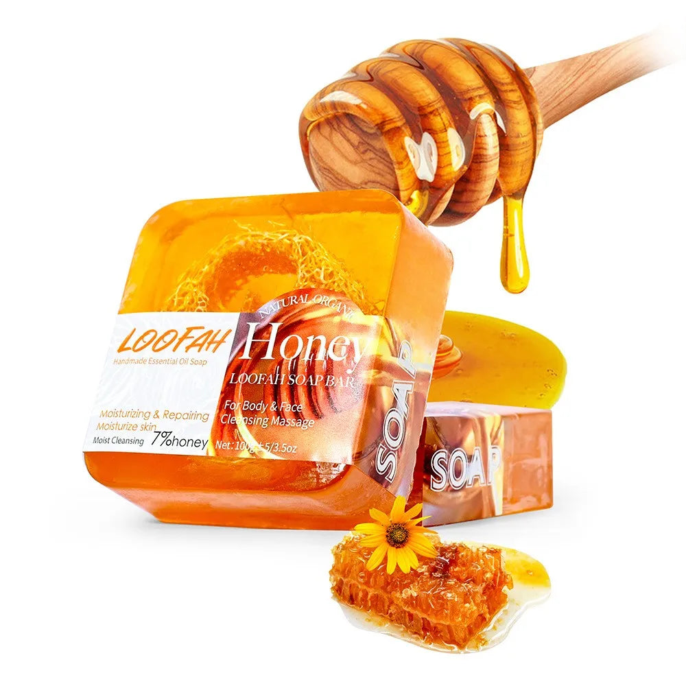 Loofah Honey Vitamin E Handmade Bar Soap with Essential Oils