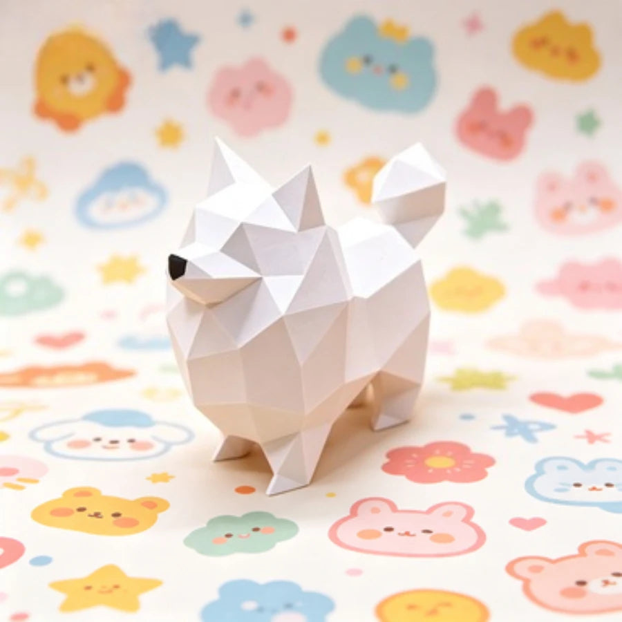 3D Printed Low Poly Dog Figurine Set Geometric Animal Statue Desk Decor Cute Gift for Dog Lovers Modern Geometric Dog Decor Oasis Select