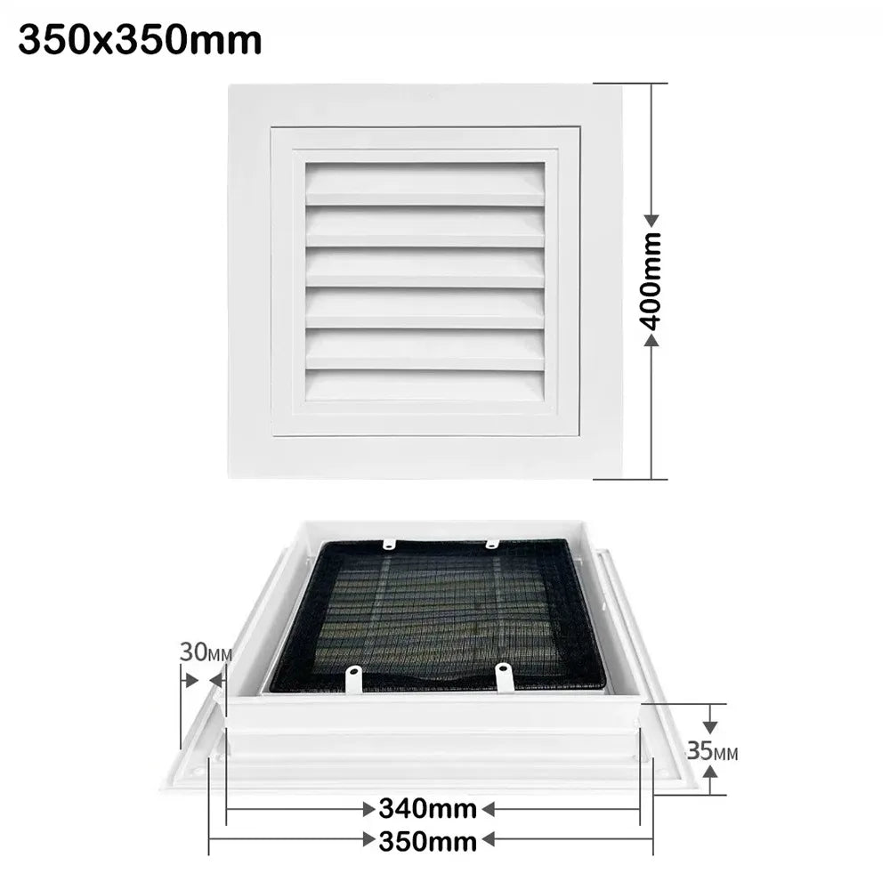 New Aluminum Alloy Air Vent Grille Square White Return Air Grill With Mesh Ventilation Grille Exterior Walls Oasis Select 350x350mm
