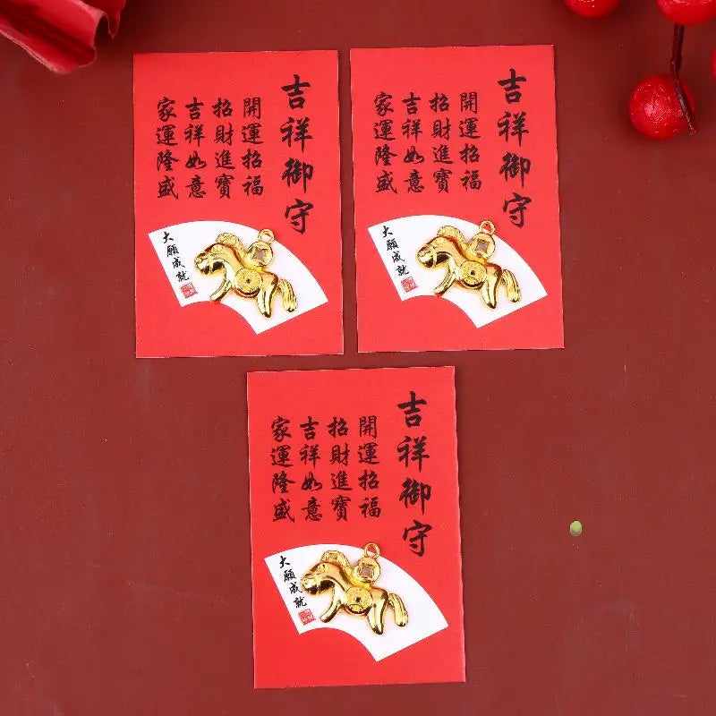 New Year Gifts Ornament Set, 2/3/4/10Pcs Golden Zodiac Horse Pendant, 2026 Year Of The Horse Car Home Decor Oasis Select A7 3pcs