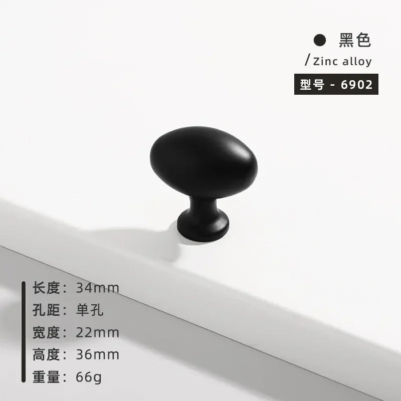 Minimalist Cabinet Door Knobs and Handles Pigeon Egg Oval Drawerknobs Wardrobe Handles for Furniture Oasis Select L Blakc 34MM