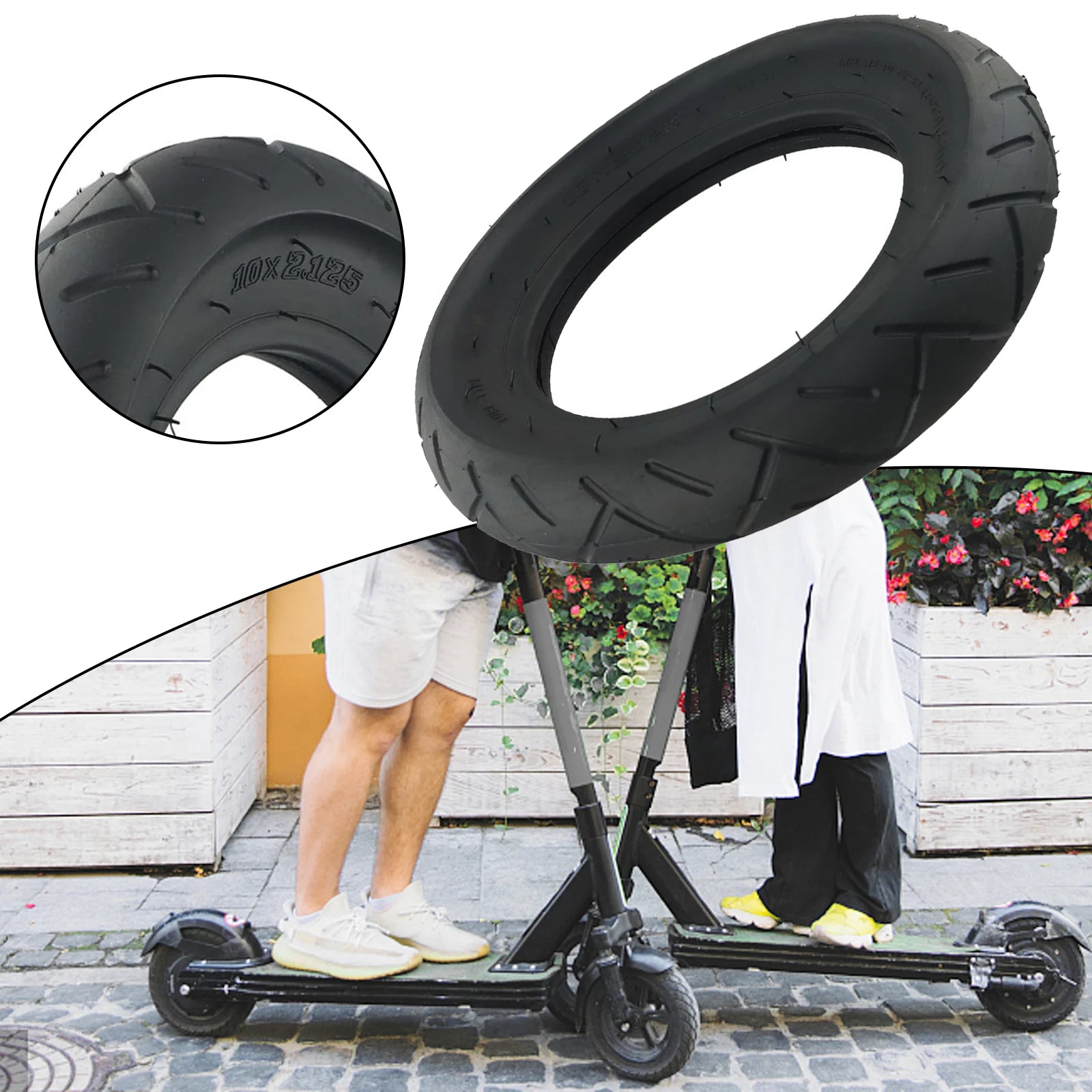 Easy and Reliable Replacement Option for Electric Scooter Balancing Car, 10x2 125 Inner Tube & Outer Tyre, Black Rubber Material Oasis Select