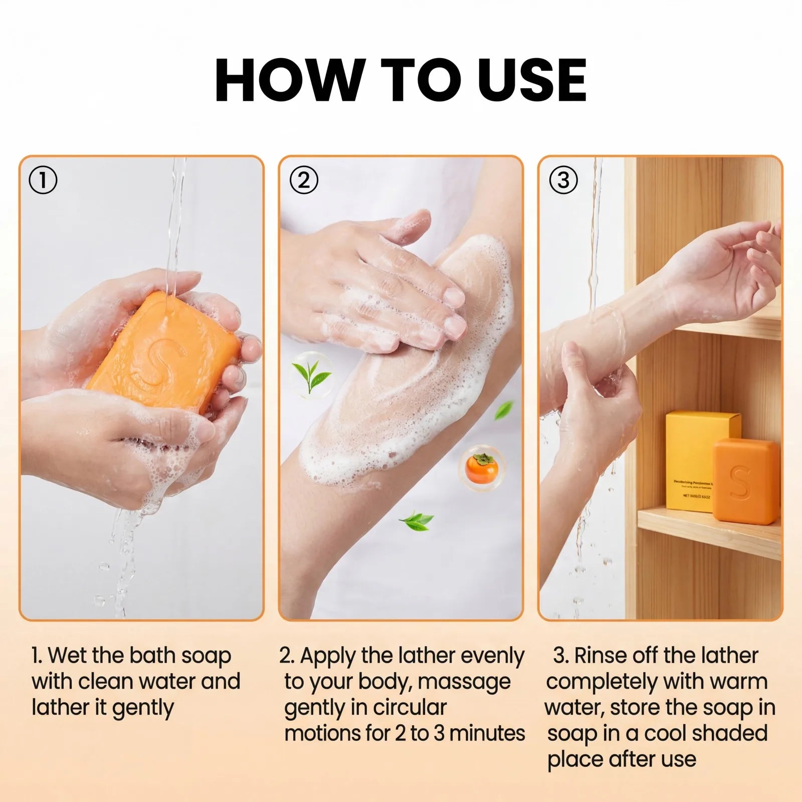 Persimmon Bath Soap Refreshing Body Soap Mild Skin Friendly Deep Cleansing Moisturizing Fragrance Daily Bathing Face Body Oasis Select