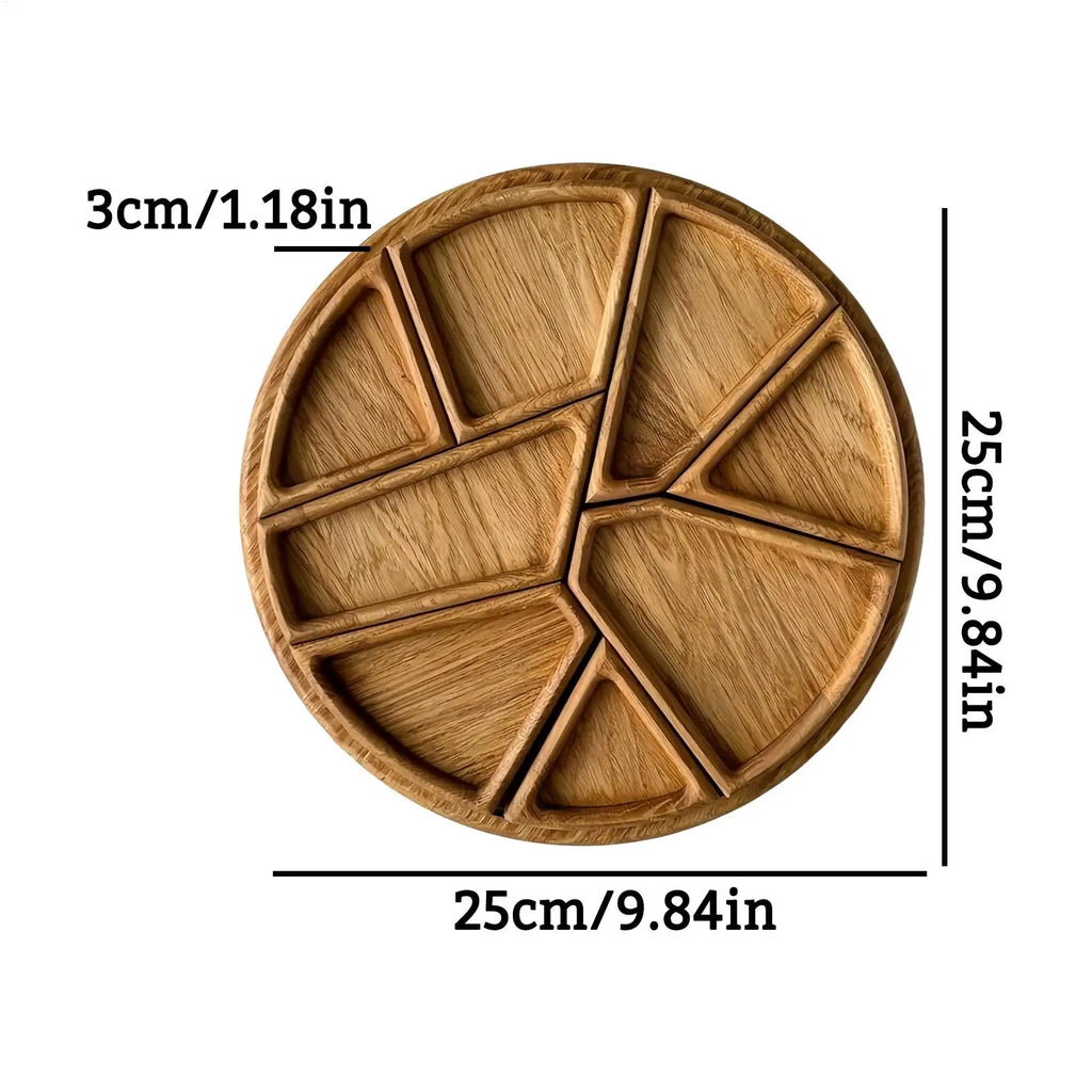 Trays for Serving Food Large Serving Tray with 8 Removable Compartments Wooden Platter Charcuterie Board for Snack Fruit Dessert Oasis Select