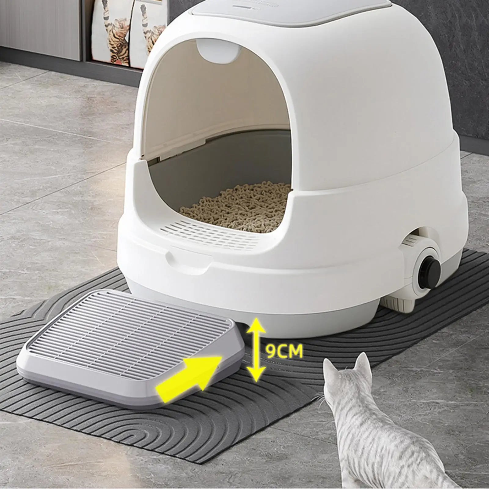 Litter Catcher Litter Trap Mat Cat Ramp Double Layer Elevated Tray with Filter Function Non-Slip Trapper Easy Cleaning Supplies Oasis Select