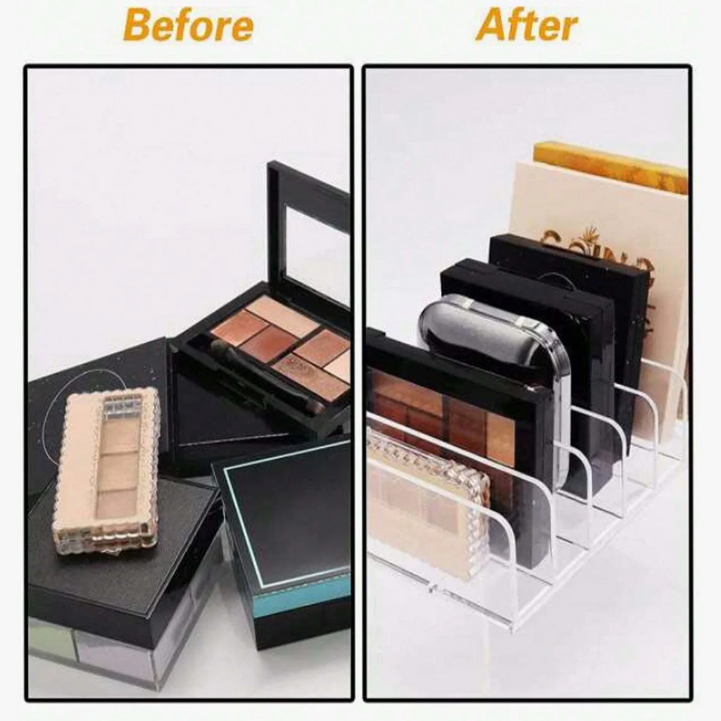 7-Compartment Transparent Makeup Organizer for Eyeshadow Palette and Cosmetics, Vanity Table and Bathroom Countertop Storage Box Oasis Select