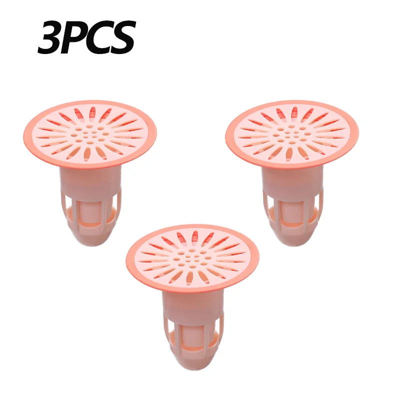 floor drain deodorizer sewer deodorizer gag catcher bathroom sewer filter anti-bug cockroach bathroom toilet sealing plug cover Oasis Select Pink 3PCS