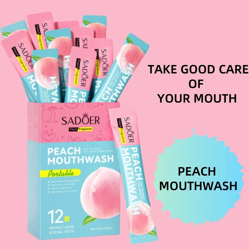 SADOER Peach Mouthwash 20 Pods – Fresh Breath Oral Rinse Mouthwash Pods Oasis Select