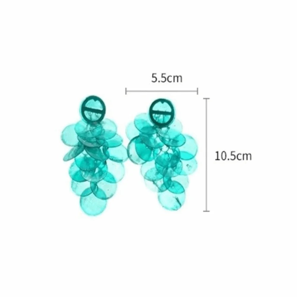 Round Shell Shell Tassel Earrings Beach Style Transparent Vintage Exaggerated Shell Disc Earrings Drop Earrings Oasis Select