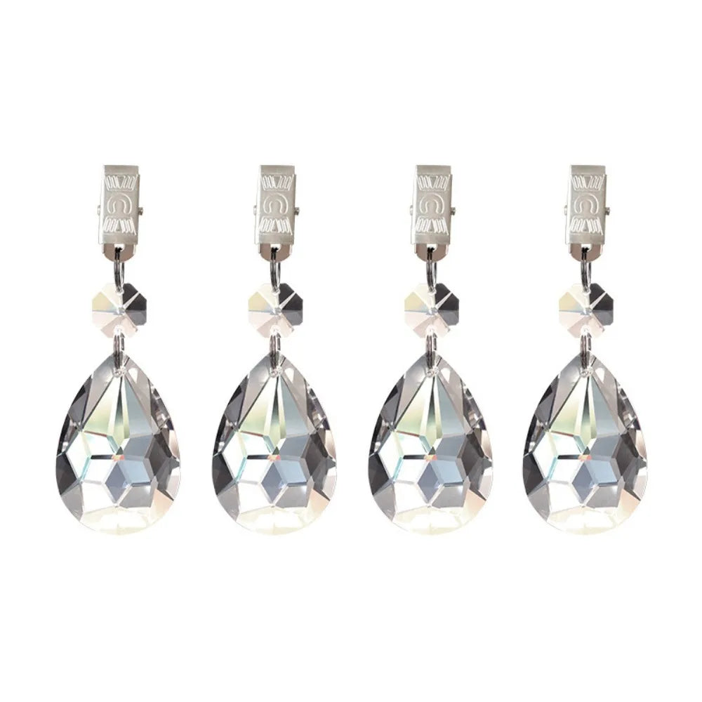 4-Pack Crystal Tablecloth Weights with Metal Clips – Windproof