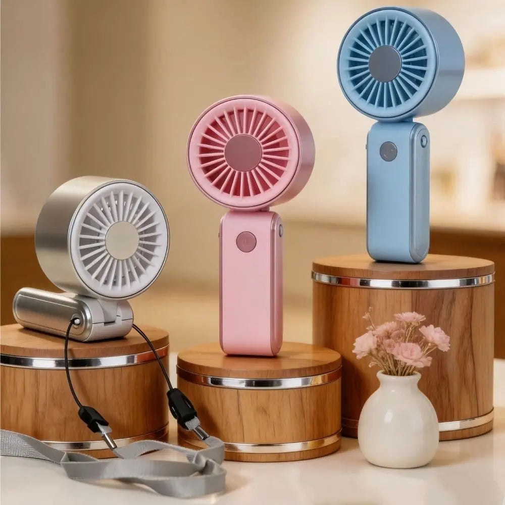 Foldable Portable Electric Fan Quiet Operation 3 Speeds Neck Hanging Small Fan Low Noise Handheld Mini Fan Desktop Use Oasis Select