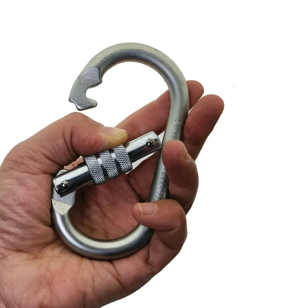Alloy Steel Oval-Shape 25KN Rock Climbing Hiking Screw Locking Carabiner Keychain Spring Snap Clip Hooks Oasis Select