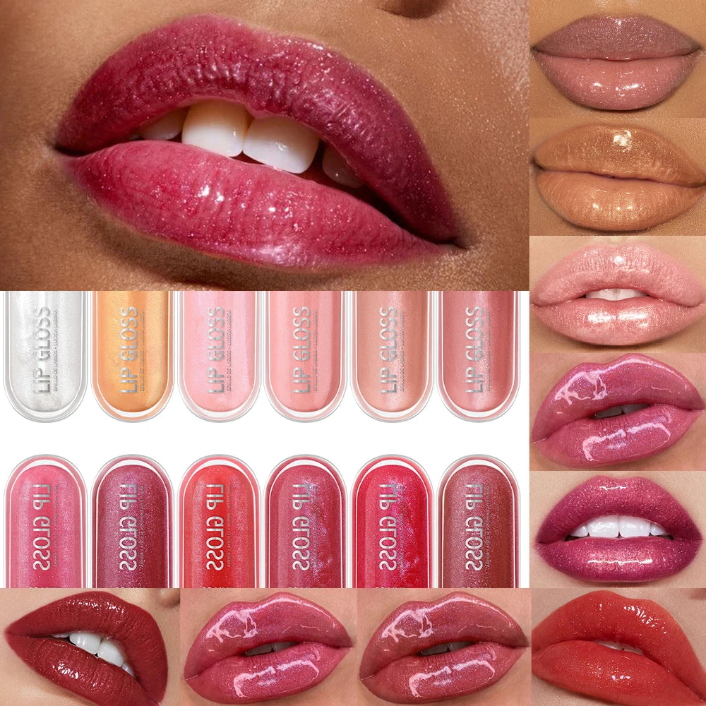 USHAS 12-Color Glitter Lip Gloss – Metallic & Moisturizing