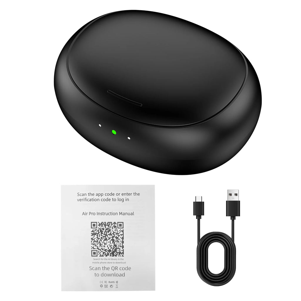 Wireless Translation Earbuds Real Time AI Translator Earbuds for 2 System Smart Phone One Click Recording Noise Cancelling Oasis Select black