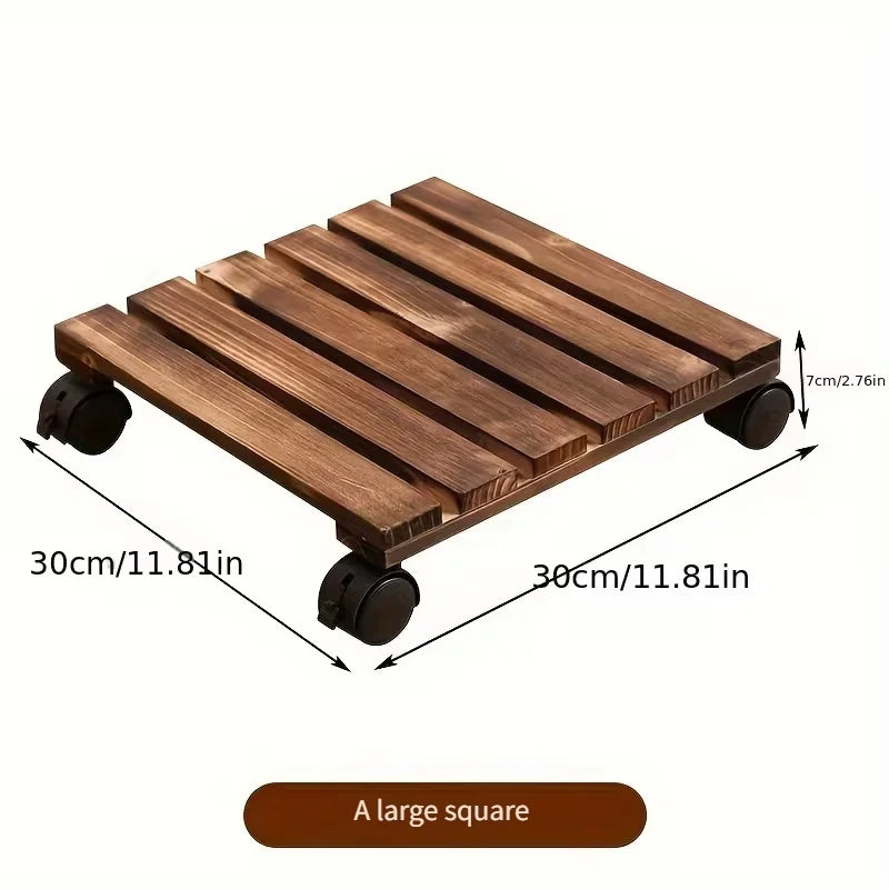 Rolling Plant Stand with Wheels, Heavy Duty Metal Round Flower Pot Holder, Lockable Casters for Indoor Outdoor Patio, Movable Oasis Select 30cm square
