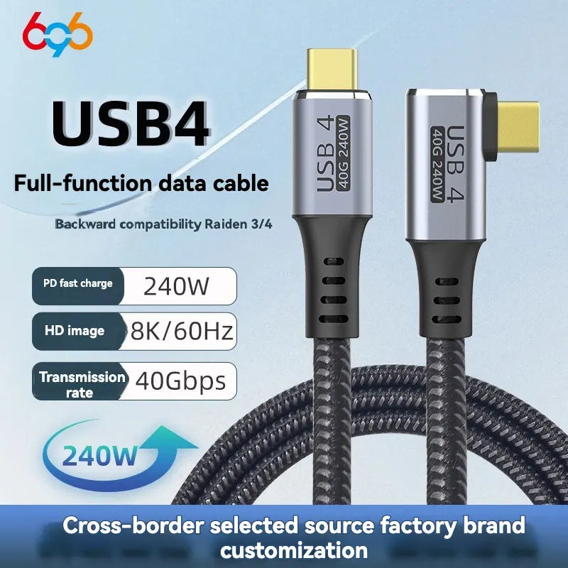 Hot Sale 4 USB C To Type C Cable 8K60Hz Video PD100W USB4 Fast Charging 40Gbps Data Transfer FOR Xiaomi For Macbook Oasis Select