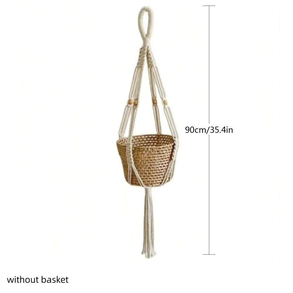 with Handmade Tassels Macrame Plant Hanger Net Cotton Rope Wall Hanging Hanging Planter Basket Knotted Lifting Rope Oasis Select C