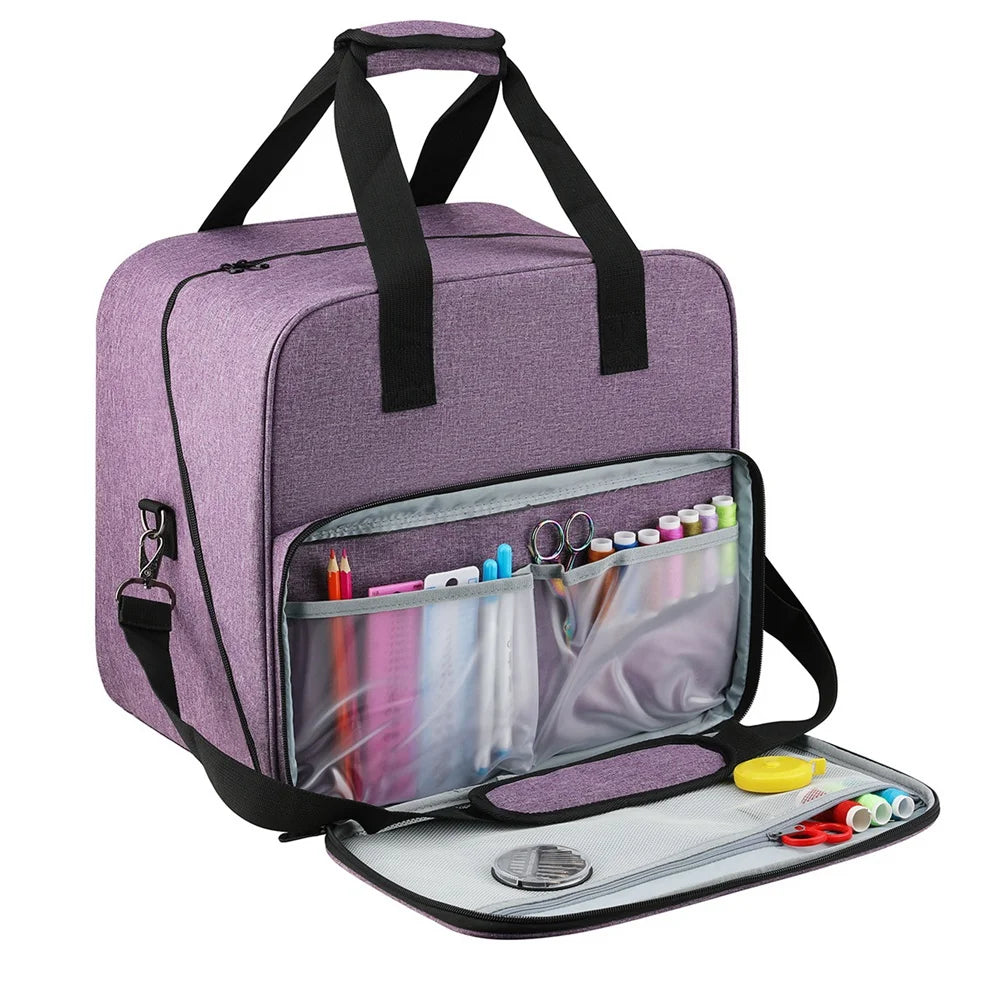 LIKE WISH Large Sewing Machine Bag Storage Bag Tote Multi-Functional Portable Organizer Bag For Sewing Accessories Oasis Select Purple