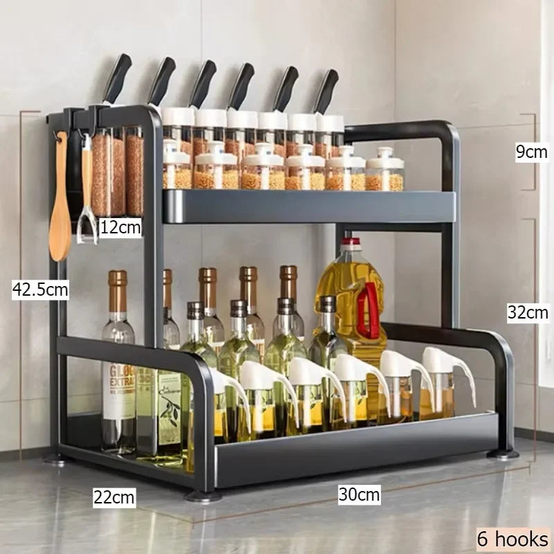Multi-functional Household cutting board seasoning storage rack multi-layer knife holder chopstick cage kitchen countertop rack Oasis Select Double layer 30 4