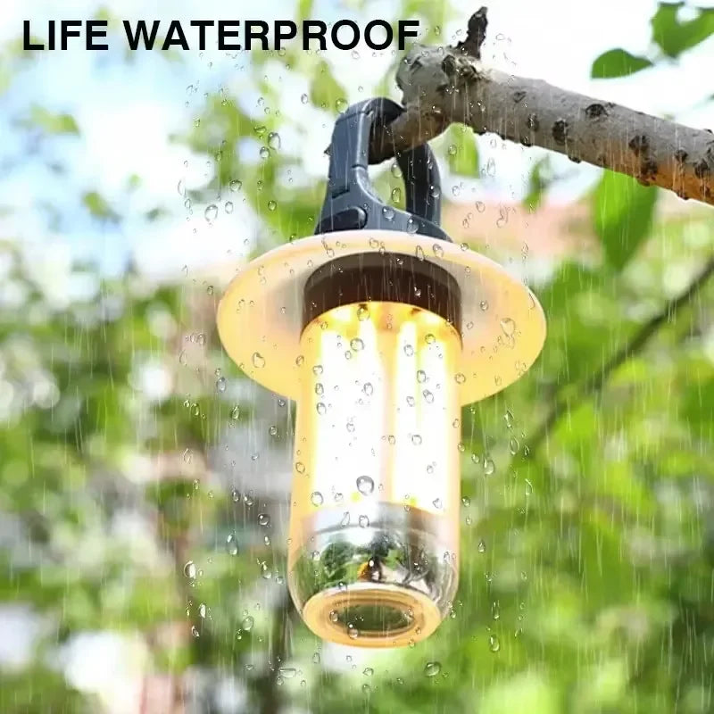 Powerful LED Flashlight USB Rechargeable 8 Tungsten Filament Camping Lantern Outdoor Portable Hook Tent Lamp Handheld Flashlight Oasis Select
