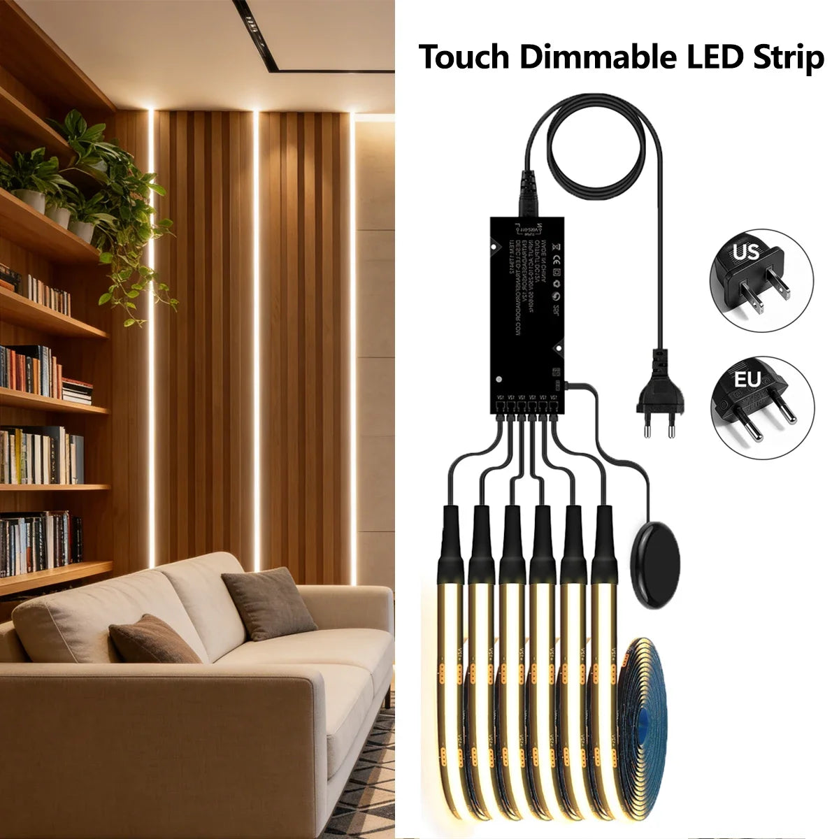 12V Dimming Touch Sensor Wall Lights Black PCB LED Lamp for Indoor Popular Acoustic Grille Panel Ambinet Decor Lighting Closet Oasis Select